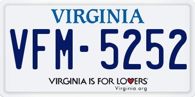 VA license plate VFM5252