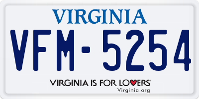VA license plate VFM5254