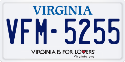 VA license plate VFM5255