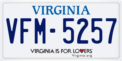VA license plate VFM5257