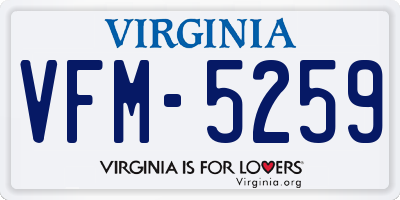 VA license plate VFM5259