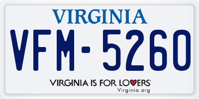 VA license plate VFM5260