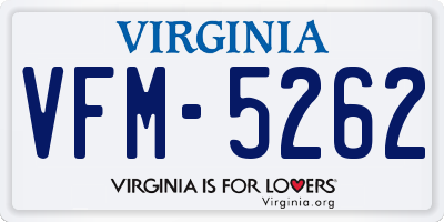 VA license plate VFM5262
