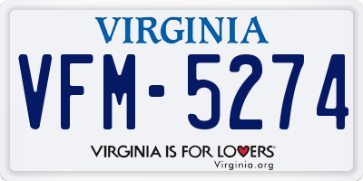 VA license plate VFM5274
