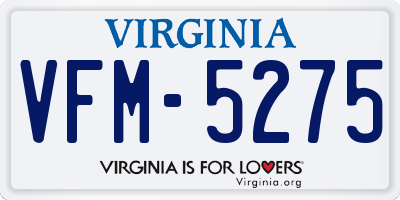 VA license plate VFM5275