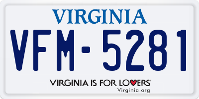 VA license plate VFM5281