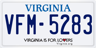 VA license plate VFM5283