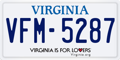 VA license plate VFM5287