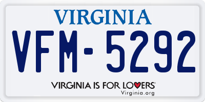 VA license plate VFM5292