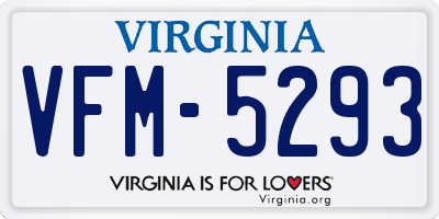 VA license plate VFM5293