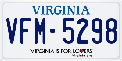 VA license plate VFM5298