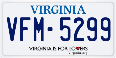 VA license plate VFM5299