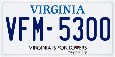 VA license plate VFM5300