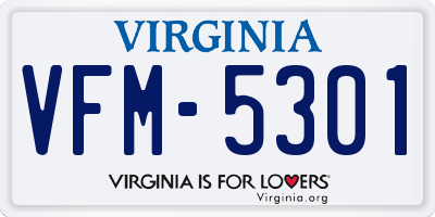 VA license plate VFM5301