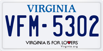 VA license plate VFM5302