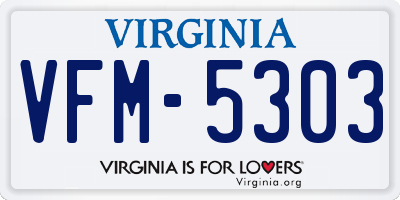 VA license plate VFM5303
