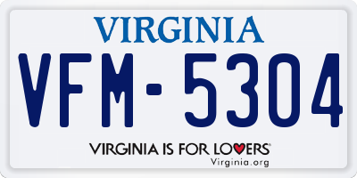 VA license plate VFM5304