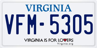 VA license plate VFM5305