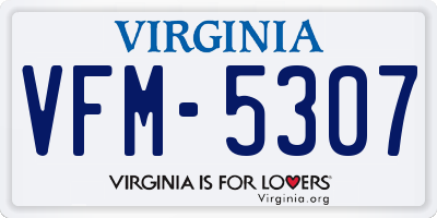 VA license plate VFM5307