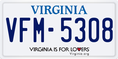 VA license plate VFM5308