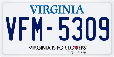 VA license plate VFM5309