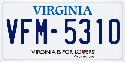 VA license plate VFM5310