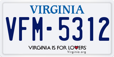 VA license plate VFM5312