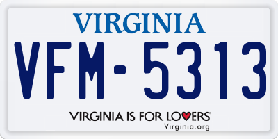 VA license plate VFM5313