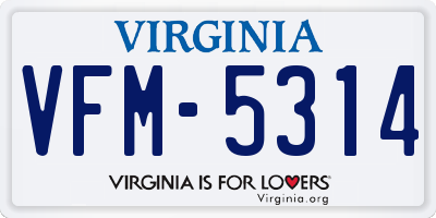 VA license plate VFM5314