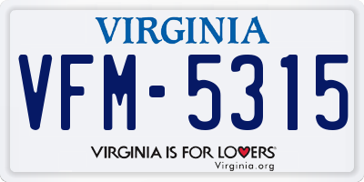 VA license plate VFM5315
