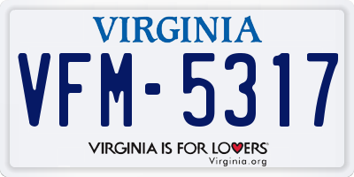 VA license plate VFM5317