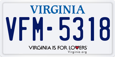 VA license plate VFM5318