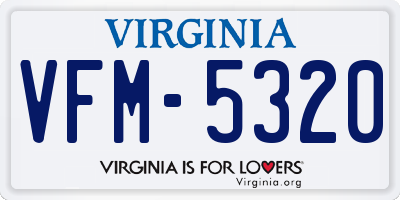 VA license plate VFM5320