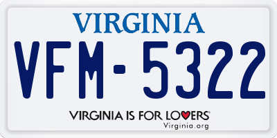 VA license plate VFM5322