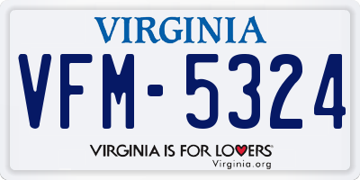 VA license plate VFM5324