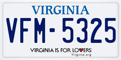 VA license plate VFM5325