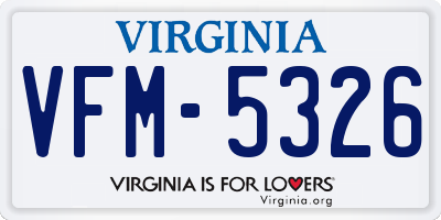 VA license plate VFM5326