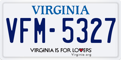 VA license plate VFM5327