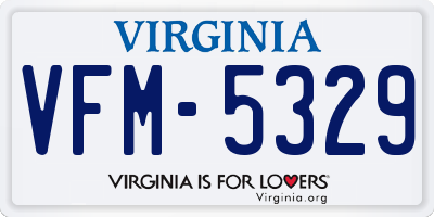 VA license plate VFM5329