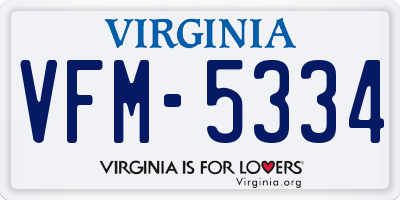 VA license plate VFM5334