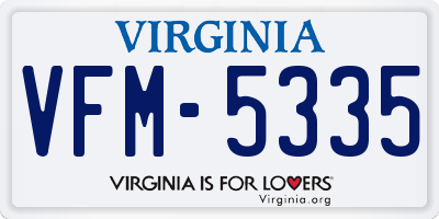 VA license plate VFM5335