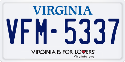 VA license plate VFM5337