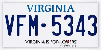 VA license plate VFM5343