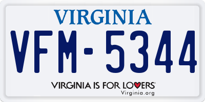 VA license plate VFM5344