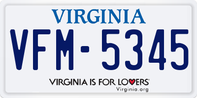 VA license plate VFM5345