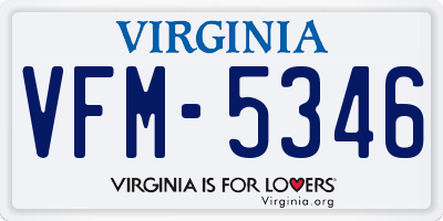 VA license plate VFM5346
