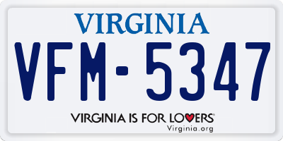 VA license plate VFM5347