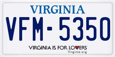 VA license plate VFM5350