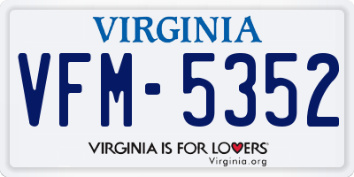 VA license plate VFM5352