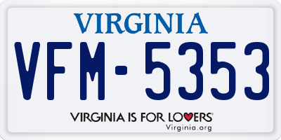 VA license plate VFM5353
